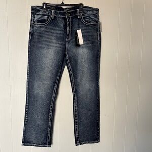 Men's Straight Fit Dark Wash Jeans - Unbranded